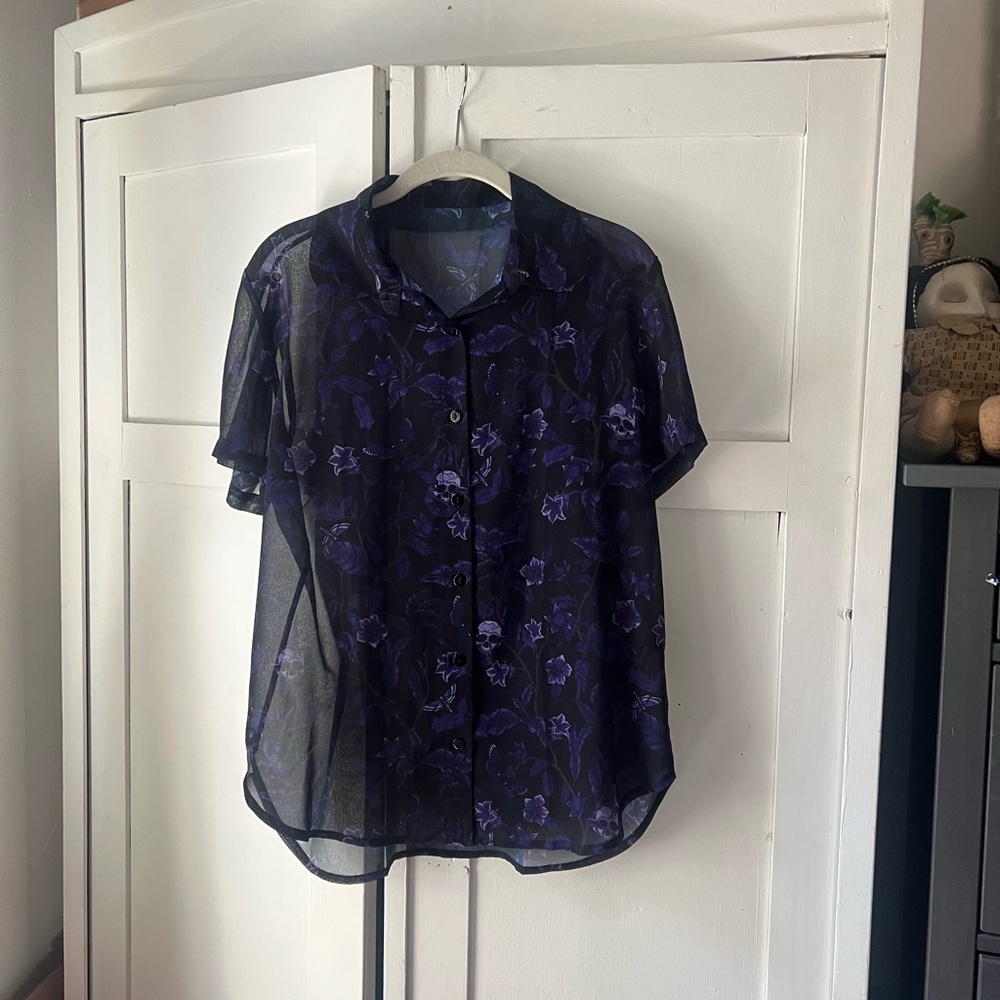 Black Milk Poison Garden Sheer Shirt US 10, AUS 14